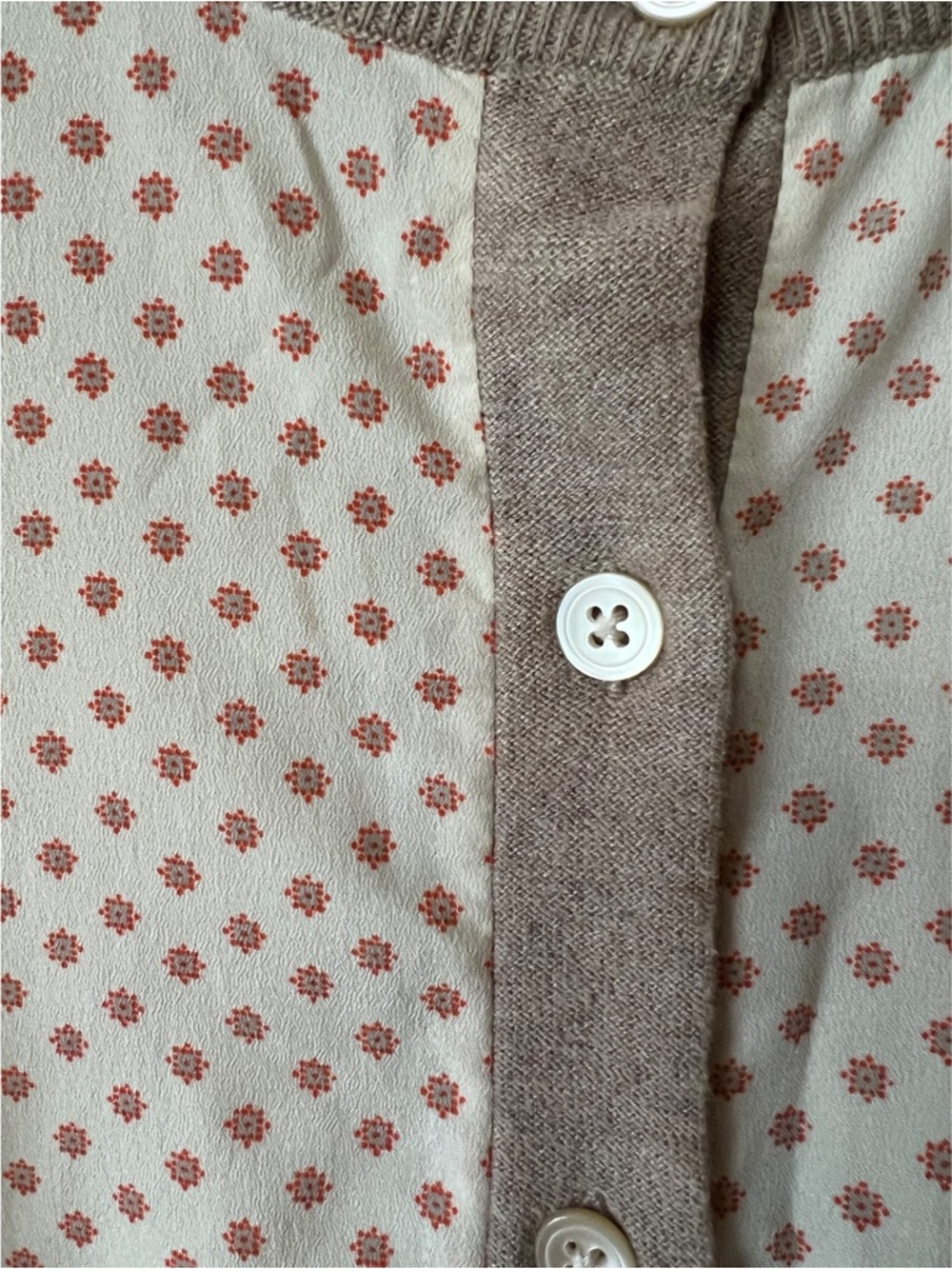 Beige and CreamSalso Flower Dot Button-Up Cardigan Sweater - Picture 3 of 5